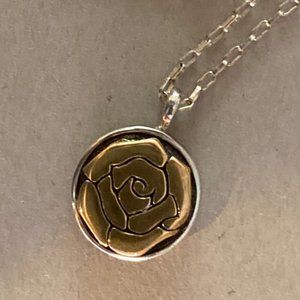 Silpada Silver/Bronze Rose Flower 26" Necklace
